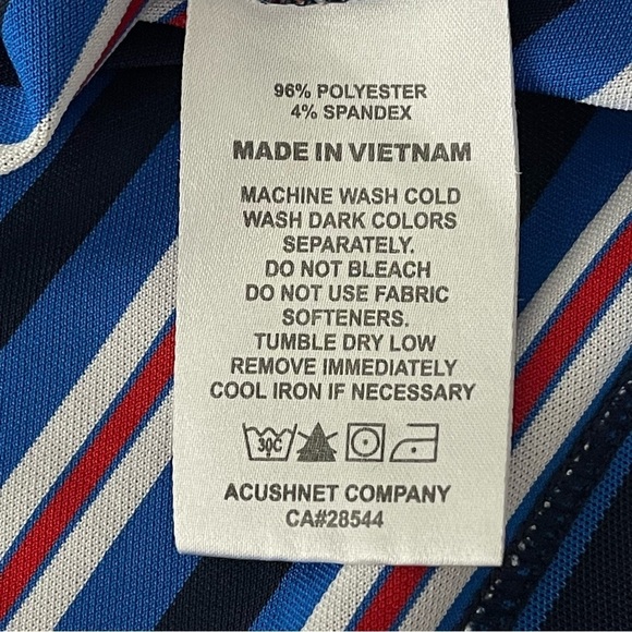 Footjoy Polo Golf Shirt Mens XL Red White Blue Stripe Mesh ProDry Performance - Picture 7 of 7